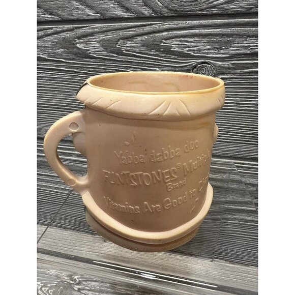 Fred Flintstone Vintage 1968 Vitamins Figure Head Plastic Cup Mug Set of 2 - Picture 7 of 10
